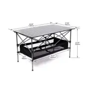 Movisa Roll-Up Rectangular Table 27.56" x 44.46" in Aluminum w/ Carrying Bag