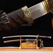 Rosewood Japanese Tachi Damascus Folded Steel Real Samurai Sword Full Tang Sharp