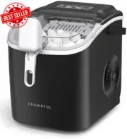 Ice Maker Countertop, Self-Cleaning, 9 Cubes in 6 Mins, Portable w/ Scoop,Basket