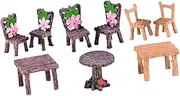 ibasenice Micro Resin Miniature Furniture Garden Landscape Ornament Resin Craft Decor Miniature Table Chairs 3 Sets