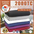 2000TC Microfiber Flat Fitted Bed Sheet Set Pillowcase Single/Double/Queen/King