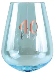 Rose Gold Decal 40th Birthday Stemless Wine Glass
