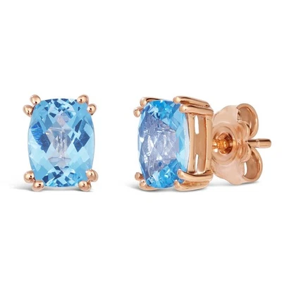 LeVian Rose Gold Plated with Blue Topaz Silver Pendant & Earrings Set for Her
