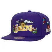 MENS MITCHELL & NESS NBA PSYCHEDELIC SNAPBACK HWC LAKERS - PURPLE