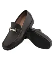 Salvatore Maurice Hammered Leather Two-tone Gancini Buckle Loafers Hickory 5.5