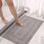 SYGELER Large Bath Mat 40x120cm, Non Slip Washable Bathroom Runner Rug, Soft Absorbent Bath Mat - Luxurious Grey Shaggy Plush Design
