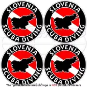 SLOVENIA SCUBA DIVING Flag-Slovenian Map Shape Circular Stickers, Decals 50mm x4
