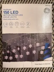 GE Motion Snowflake Icicle Christmas Lights StayBright 150-Count Warm White LED