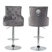 Fin Elegant Swivel Bar Stool Velvet Airlift Counter Height Bar Kitchen Dining Chair