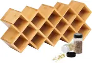 Criss-Cross 18-Jar Bamboo Countertop Spice Rack Organizer, Kitchen Cabinet Cupbo