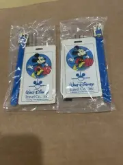 lot of 2 - New Walt Disney Travel Co. Inc. Mickey Mouse Luggage Tag Vintage 80s