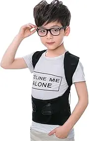 Children Invisible Posture Corrector Adjustable Full Back Support Belt Orthopedic Corset Adult Back Brace Lumbar Shoulder Neck Support Teens Kids Scoliosis Hunchback Correction(Black,Large)