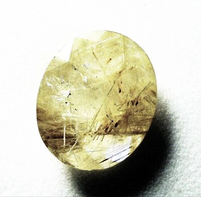 NICE 12 x 10 x 6 mm 4.13cts OVAL CUT RUTILATED QUARTZ GEMSTONE BRAZIL
