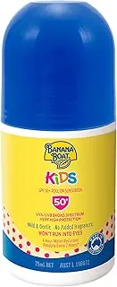 Banana Boat Kids Sunscreen Roll On SPF50+ 75ml, UVA/UVB, Mild & Gentle, Fragrance-Free, 4-Hour Water Resistant, Made in Australia