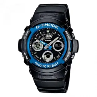 【CASIO】 G-SHOCK競速魅力賽車雙顯錶-藍框 (AW-591-2A)