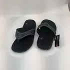 AND1 Men Athletic Beach Pool Slides Slipper Thong SZ 7 Black Gray