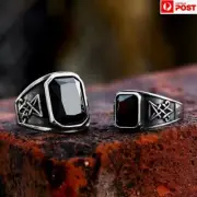 Lucifer Satan Stainless Steel Ring Vintage Biker Retro Titanium Gemstone RingAU