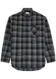Off-white Checked Flannel Overshirt - Dark Grey - S S
