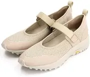 MARGARET HOWELL idea(マーガレット・ハウエル アイデア) 2894 Women's Sneakers, Velcro Strap Mesh Sneakers, Light Beige, 24.0 cm