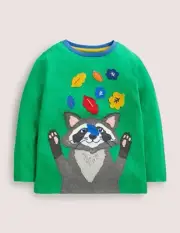 Mini Boden Racoon Applique Shirt NWT 6-7