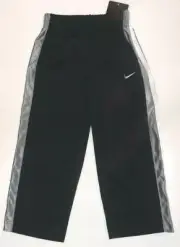 Nike Boys Athletic Pants Black w/ White Gray Stripes Down Side Size 4 NWT