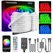Novostella 98.4ft (49.2x2) Smart LED Outdoor Rope Light, Music Sync RGB Strip...