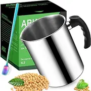 ABK Candle Making Pouring Pot, 1800ml/60oz Double Boiler Wax Melting Pot, 304 Stainless Steel Candle Making Pitcher with Heat-Resistant Handle and Dripless Pouring Spout Design,1Pc Spoon