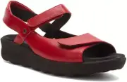 Wolky Pichu Women's Red Open Toe Adjustable Flat Ankle Strap Sandals, Size EU 39