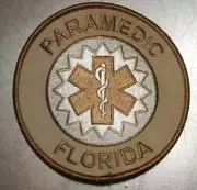Florida Paramedic Patch - Subdued Desert/Tan 4" - Hook/loop Back FREE SHIPPING