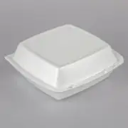 Dart 8" x 8" x 3" White Foam Square Take Out Container Hinged Lid - 200/Pack