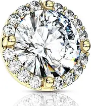 [FIFTH CUE] 14G Round Prong Set CZ Center w/CZ Around 316L Surgical Steel Internally Threaded Dermal Top