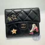 CHANEL 香奈兒 黑色 溜冰鞋短夾 皮夾 零錢包 精品皮夾 精品短夾 經典小皮夾 香奈兒短夾