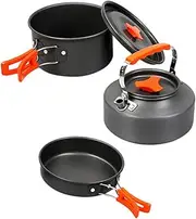 KICHOUSE Complete Camping Cooking Utensils Set Picnic Pot Pan Aluminum Cookware for Outdoor