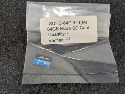 New, Micron Tech, SDHC-64C10-1(M), 64GB Micro SD Memory Card