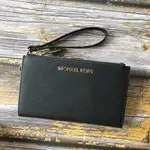 MK MICHAEL KORS 防刮十字紋 荔枝紋 手掛多功能雙層手拿包 手機包 雙拉鍊長夾