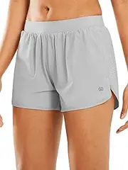 [ALLZERO] Feel Fit™ Running Shorts for Women Quick Dry Athletic Shorts with Liner Zipper Pockets Gym Workout, Mediumgrey, Large