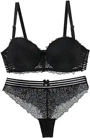[Swbreety] Sexy Lingerie Set for Women Girls Push Up Lace Bra Set 2 Piece Padded Bra and Panty Set
