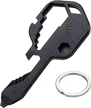 24- in-1 Key Shaped Pocket Tool, multitool key with key chain, Best Gifts to your Dad,Husband, Men,Outdoor keychain tool for Drill Drive, Bottle Opener,Wrench, Stripping, etc (Black)