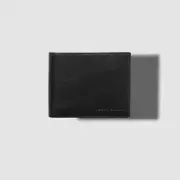$76 Perry Ellis Men's Indiana Black Leather Bifold 6CC Passcase Card Rfid Wallet