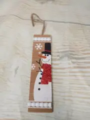 New! "Snowman" Wood Tag Christmas Tree Ornament Glitter Winter Frosty Snowflake