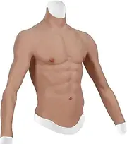 Silicone Male Muscle Suit Realistic Half Body Fake Muscle Chest Simulation Skin Enhancer for Halloween Props Masquerade