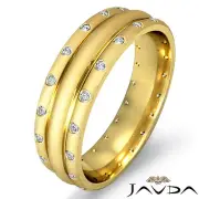 Eternity Wedding Diamond Band Mens Dome Matt Polish Ring 14k Yellow Gold 0.17Ct