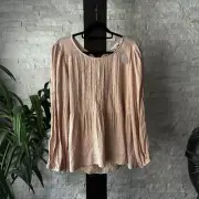 American Eagle Blush Pink Peach Boho Lace Detail Blouse Size XL New with Tags