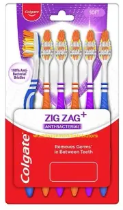 6x Colgate ZigZag Toothbrush Antibacterial Brush Soft Bristles Lot Of 6-FreeShip