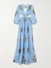 [HANNAH ARTWEAR] HANNAH ARTWEAR - Rio Cutout Silk-habotai Maxi Dress - Blue - 3 3 Blue