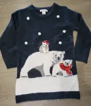 girls WINTER DRESS KNIT POLAR BEARS NEW NWOT 2/3T snow balls SO CUTE! WARM!