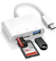 USB-C 3-in-1 Hub Adapter Converter SD Card Reader