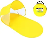 Kdjuope Automatic Beach Protective Beach Refuge Shade Sun Shelter Foldable Portable for The Outdoor Fishing Campsite, Yellow