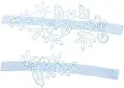[LIFKOME] Comfortable Elastic Lace Wedding Leg Accessory for Bride Skin-Friendly Material Sky-Blue