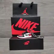 Jordan Retro 1 Bred Toe Key Chain Miniature With Bag And Box Sneaker